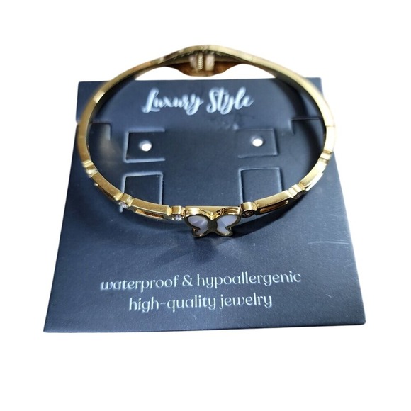 18K Gold-Plated Stainless-Steel Butterfly Bangle | 2 for $40 - Picture 2 of 7